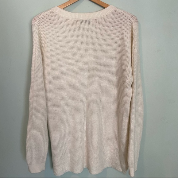 Kersh Cream Crew Neck Sweater with Ribbed Detailing merino wool blend. - Picture 6 of 6